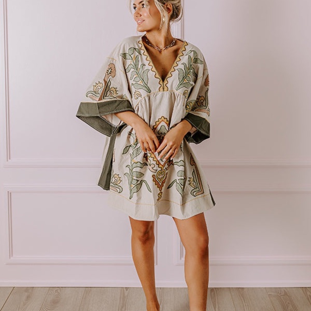 SWEET DUET EMBROIDERED BABYDOLL DRESS